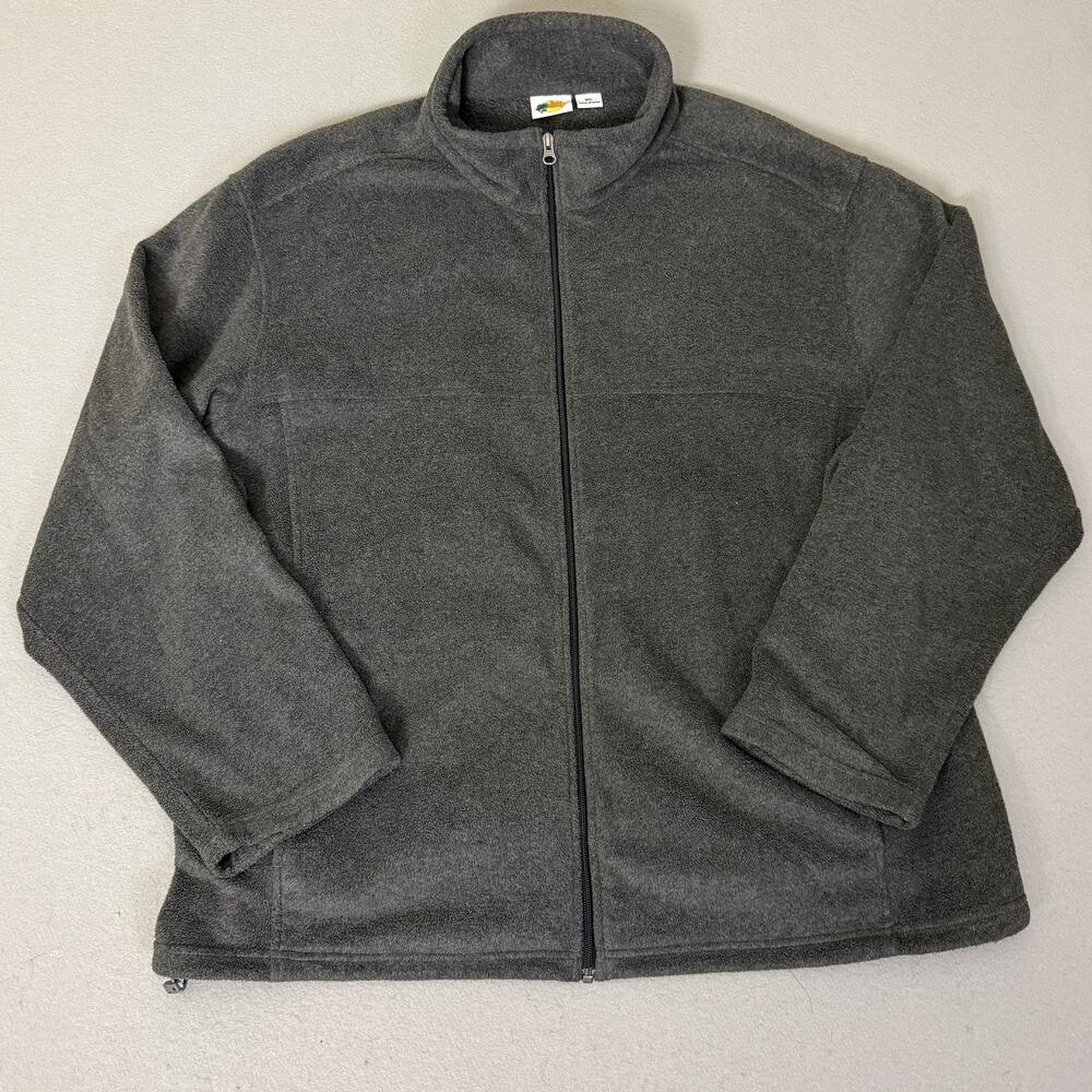 Bass Pro Shops Gray Full Zip Fleece Jacket Mens 2XL Outdoor Casual